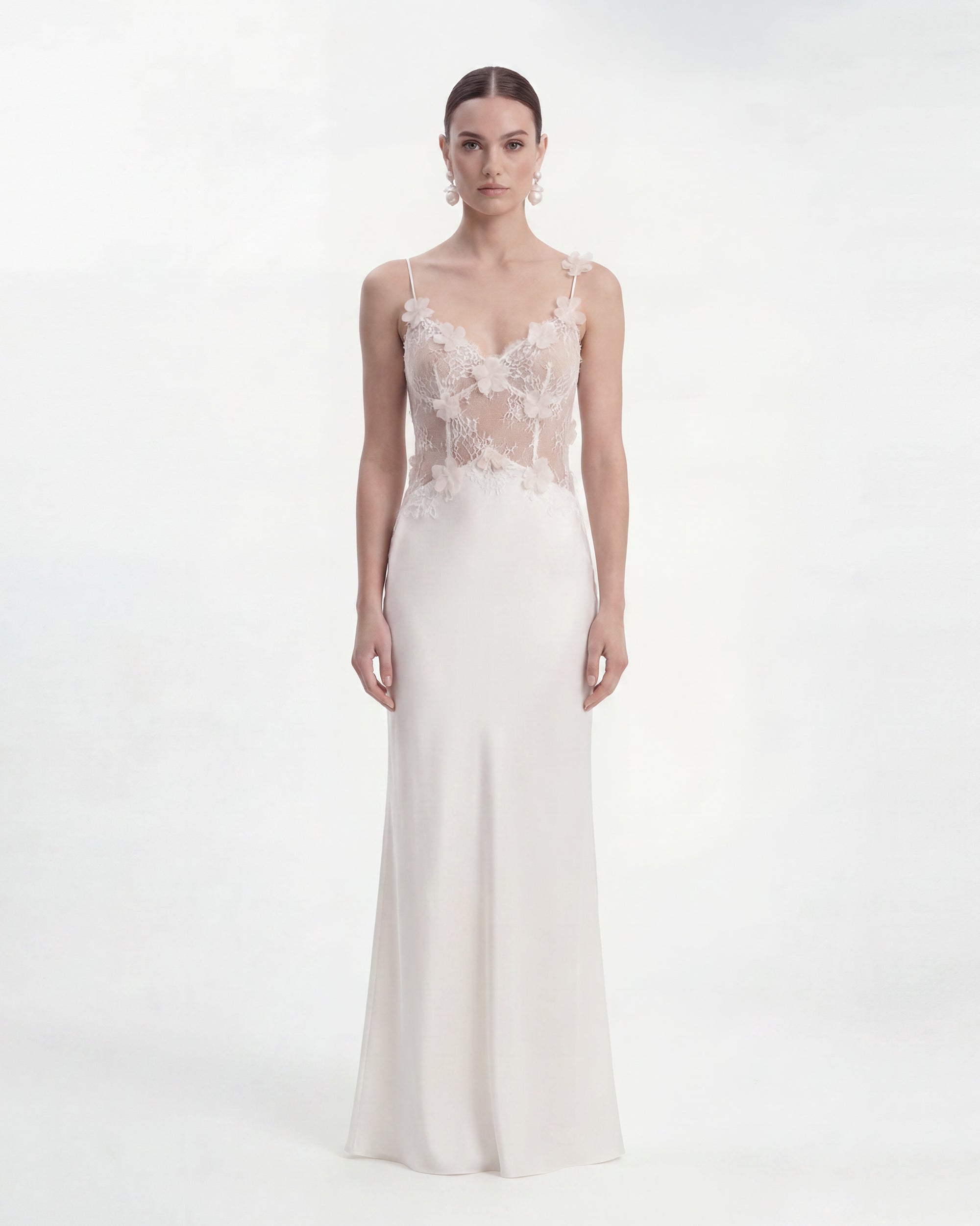 sheer applique dress A-Line Wedding Gown A Sheer Corset Bodice With Lace Appliqu And Beade   Tux-USA