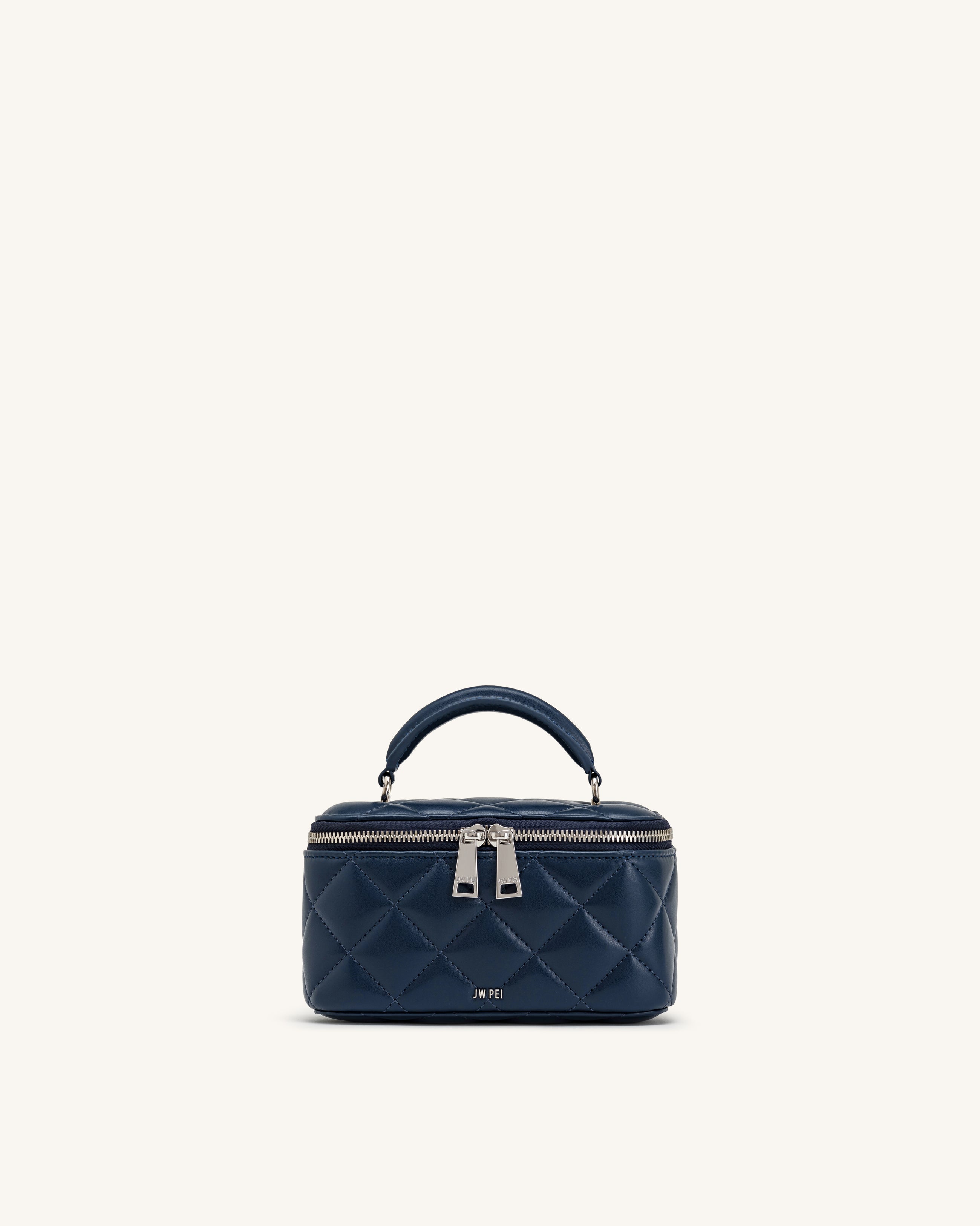 Vivienne Quilted Vanity Top Handle Bag - Navy