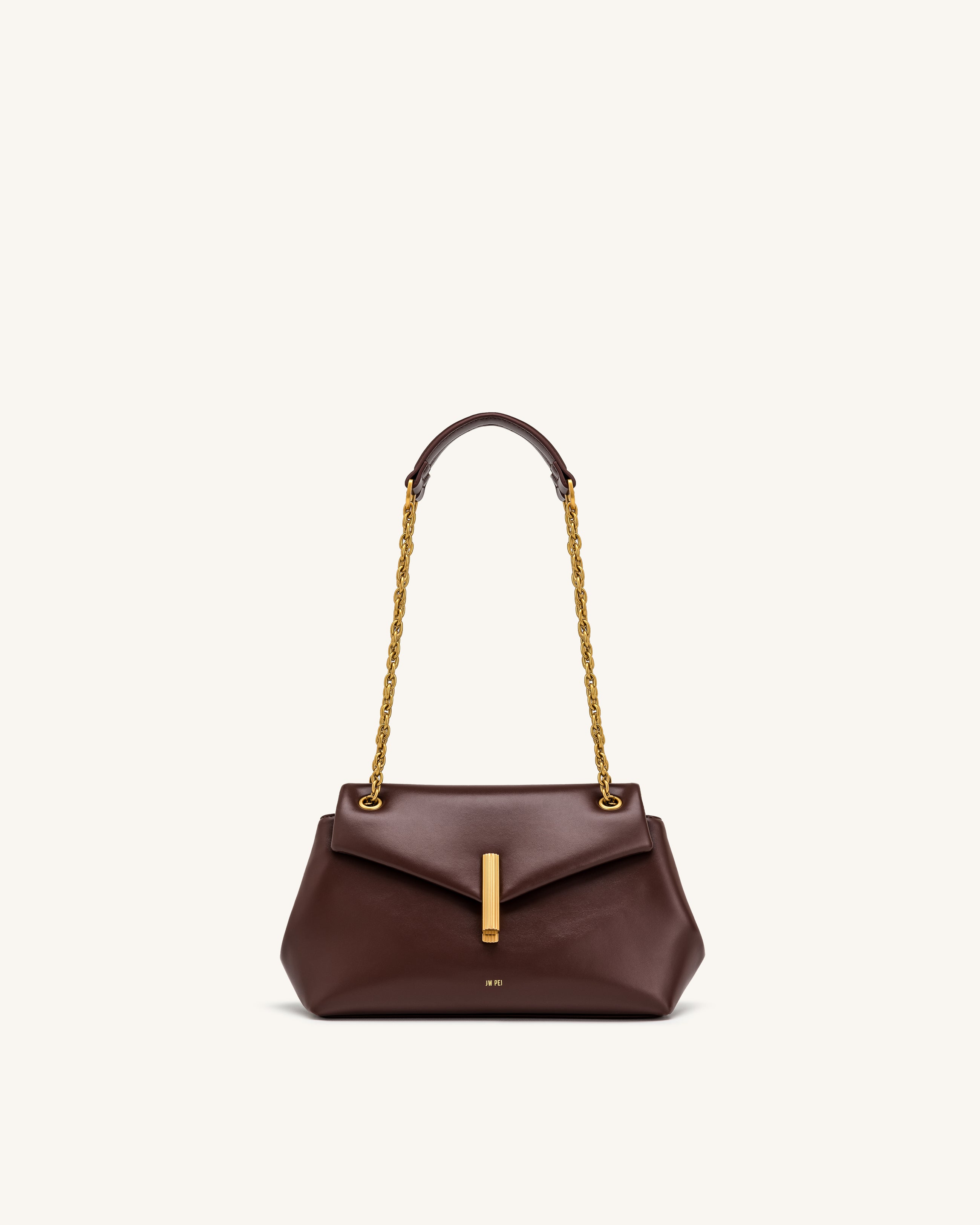 Valerie Chain Flap Shoulder Bag - Dark Brown