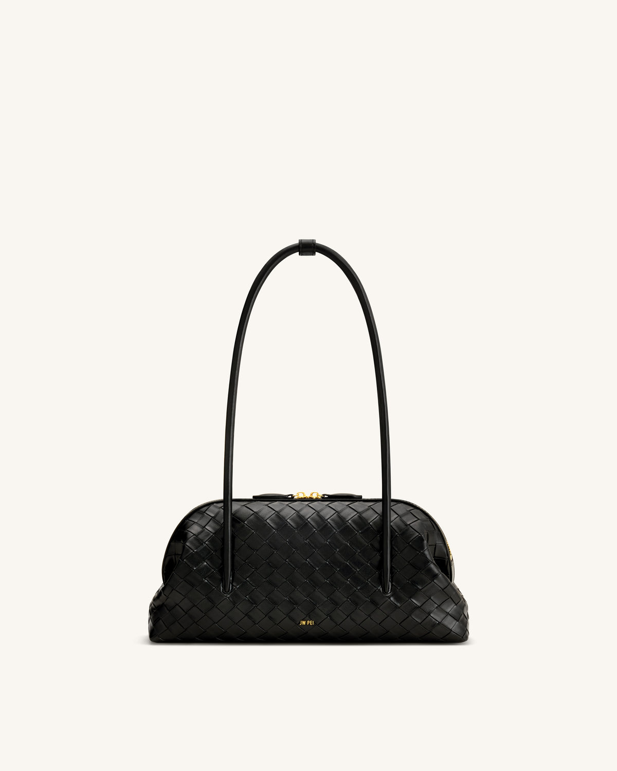 Aveline Woven Textured Shoulder Bag - Black