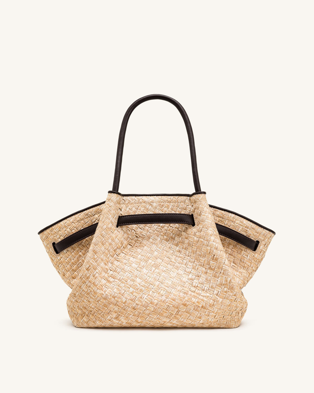 Hana Medium Faux Straw Tote Bag - Brown