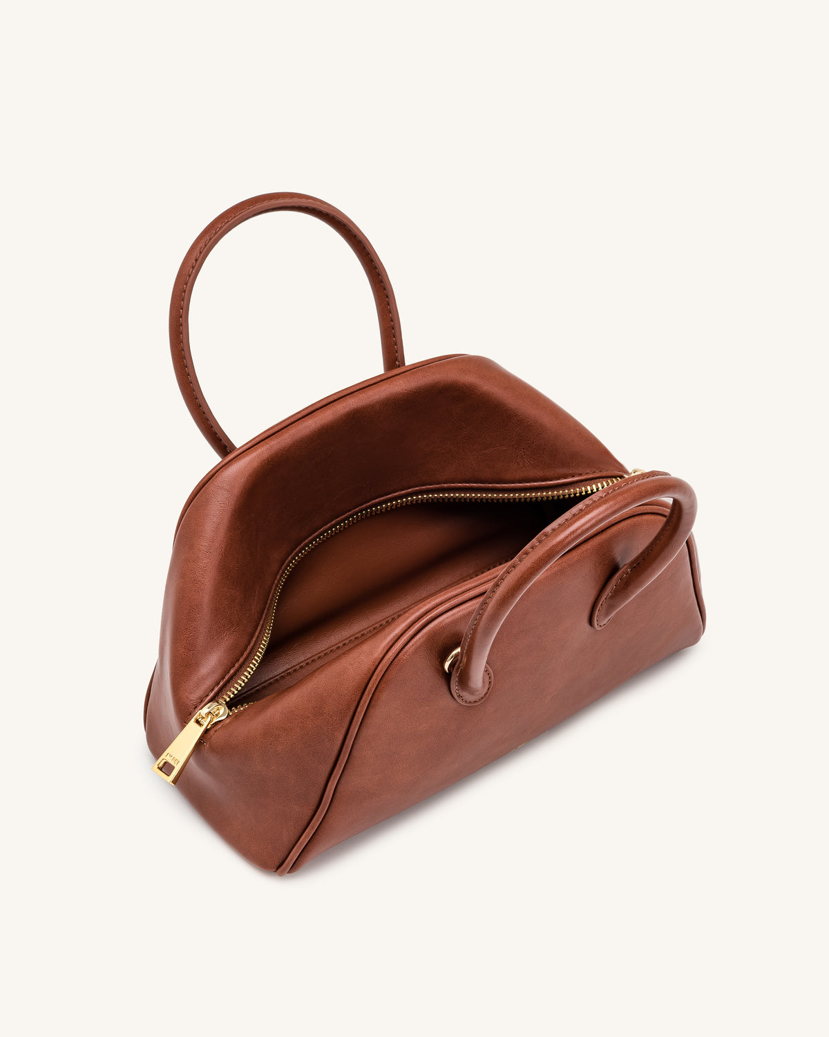 Veda Vintage Finish Bowler Bag - Saddle Brown