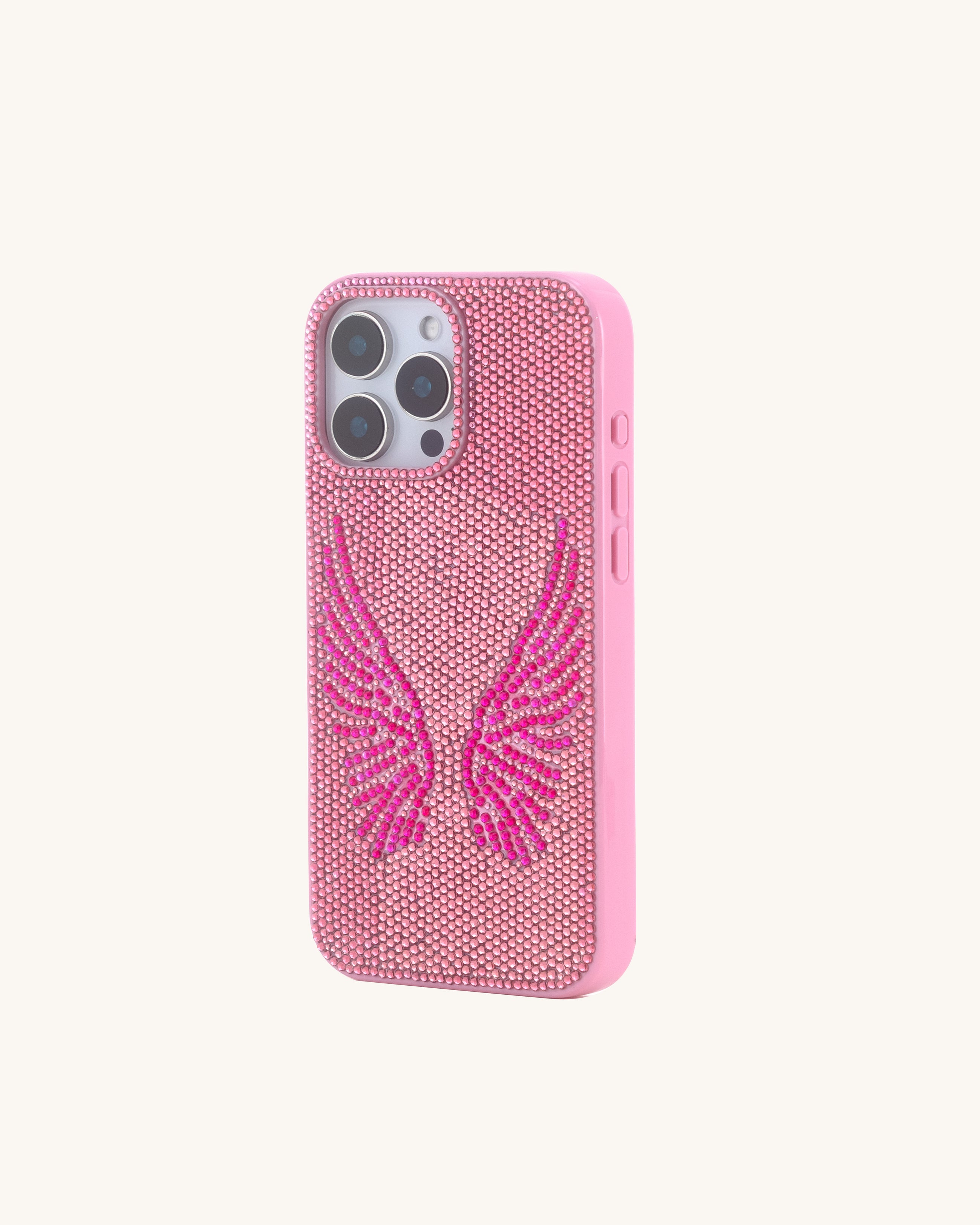 Artificial Crystal Angel Wings Phone Case - Pink