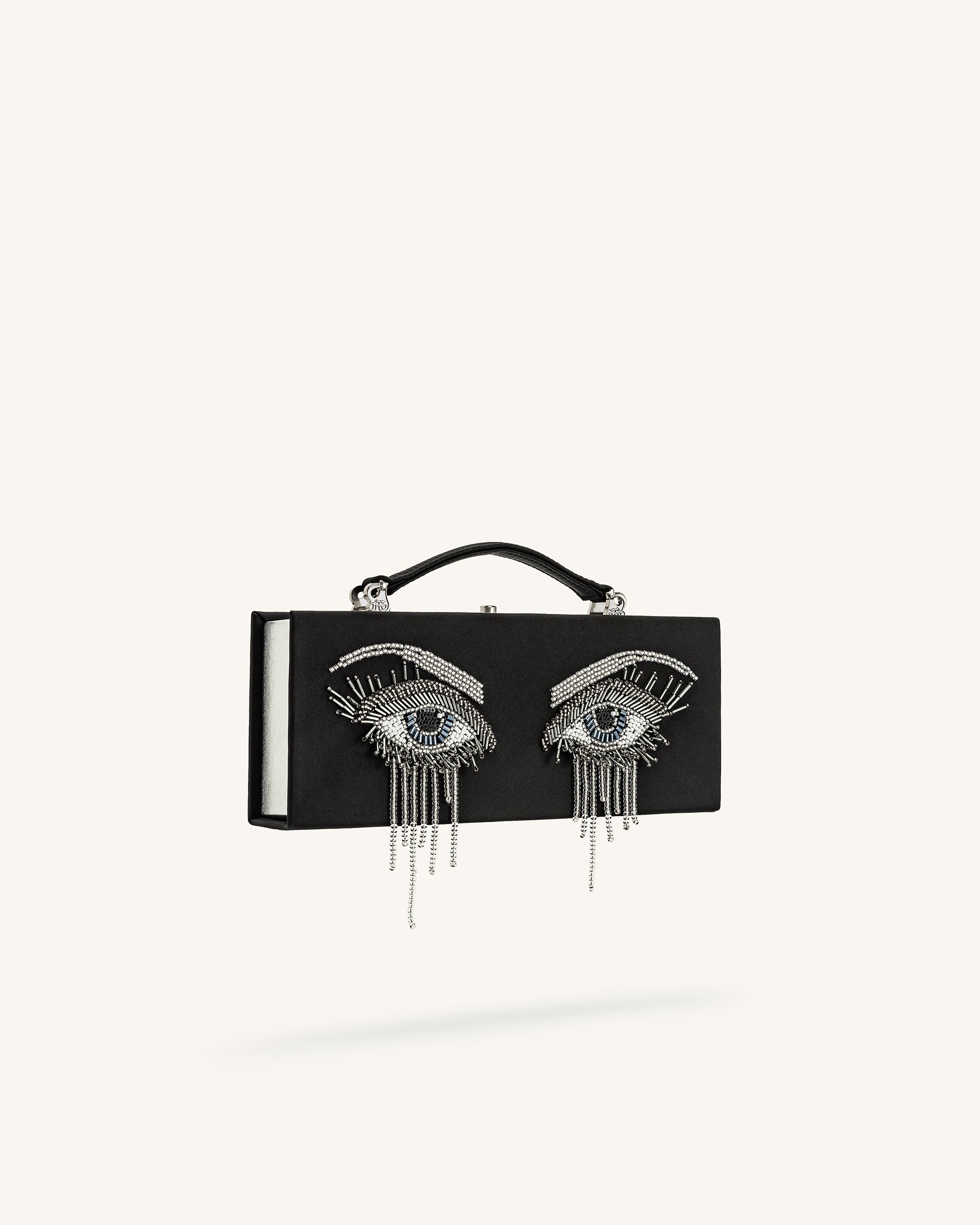 Vera Bead Decoration Rectangular Clutch Bag - Black