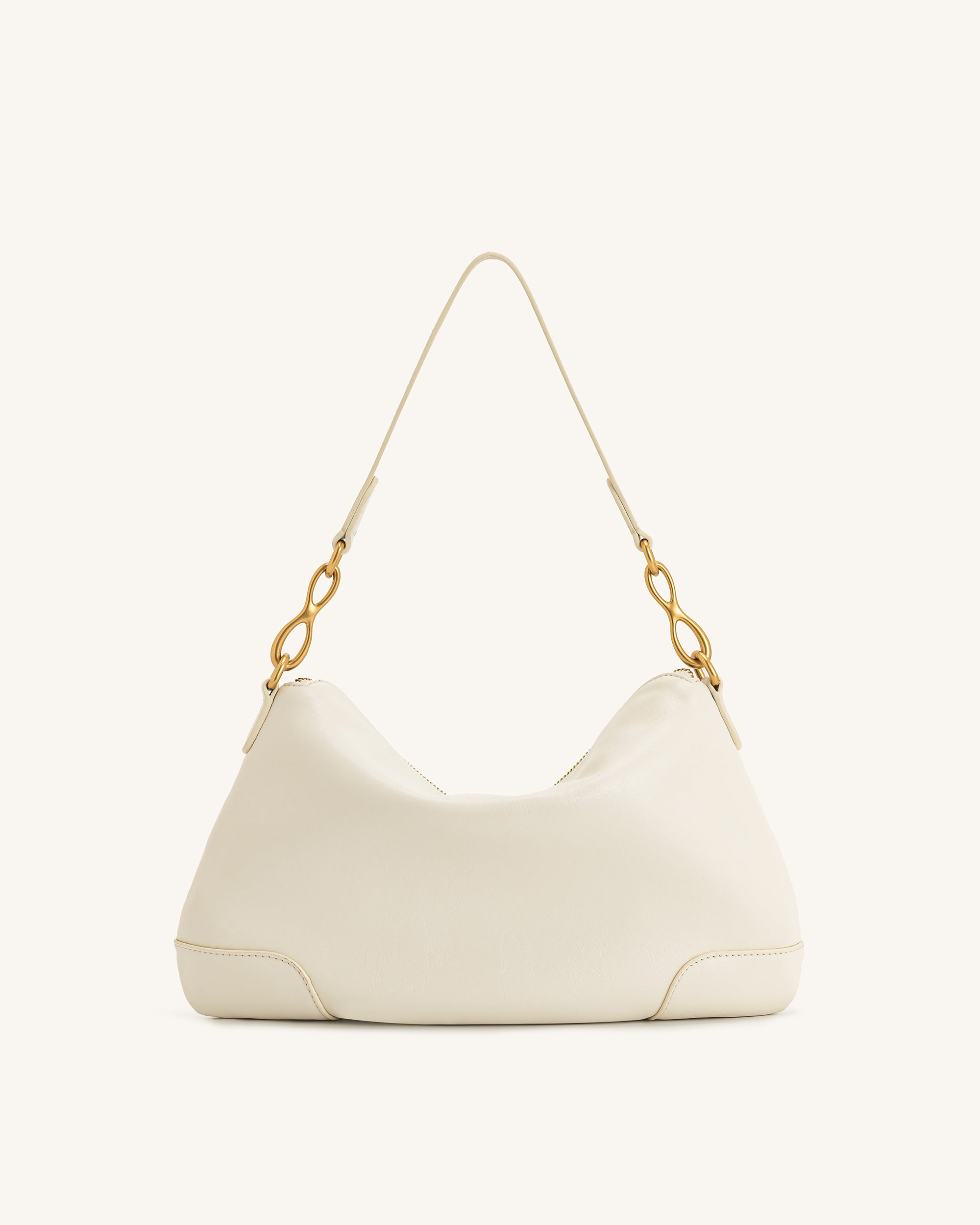 Jayla Metal Pendant Embellished Shoulder Bag - White