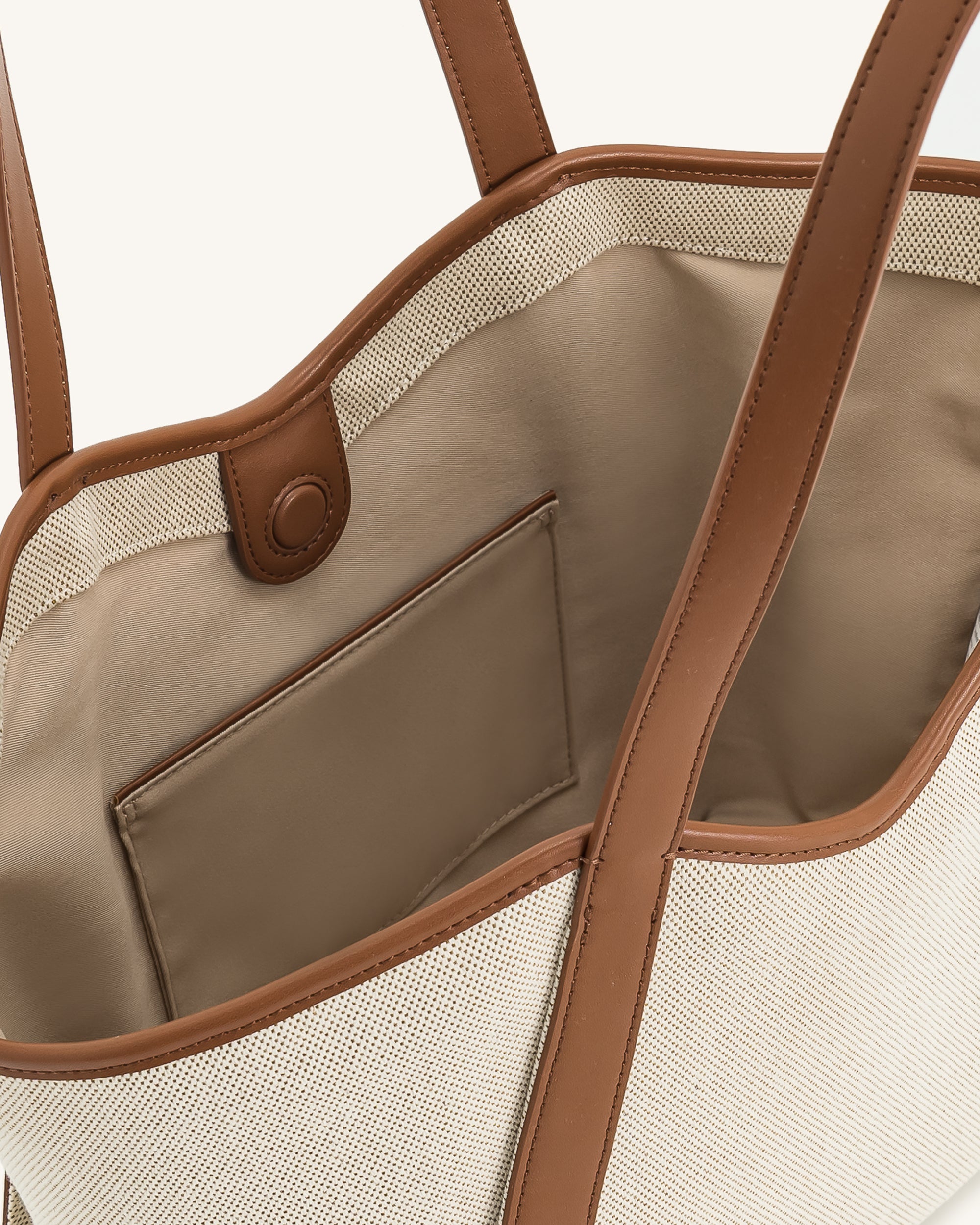 Kiana Large Capacity Tote Bag - Brown Canvas