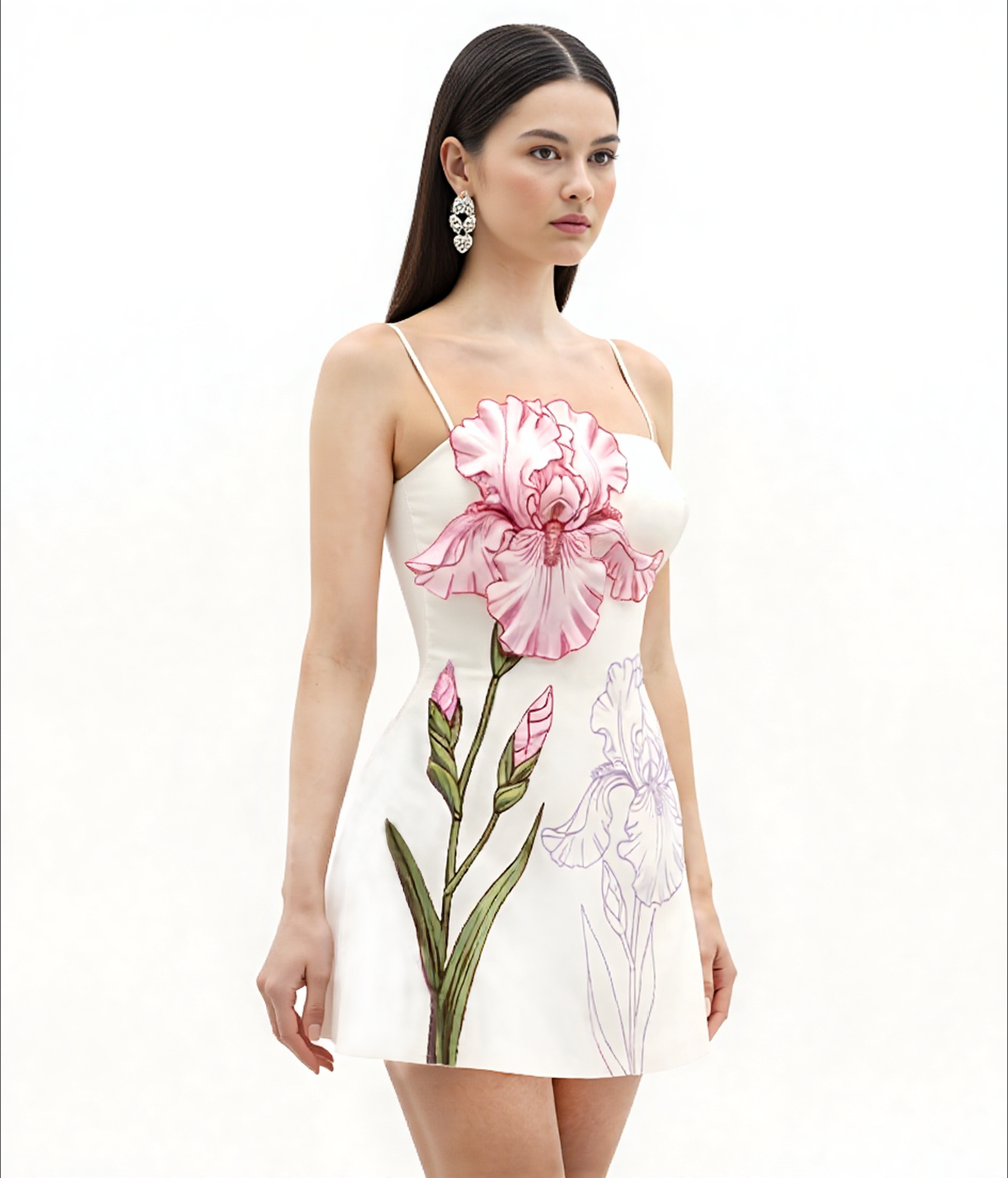 Iris Appliqué Mini Dress - White