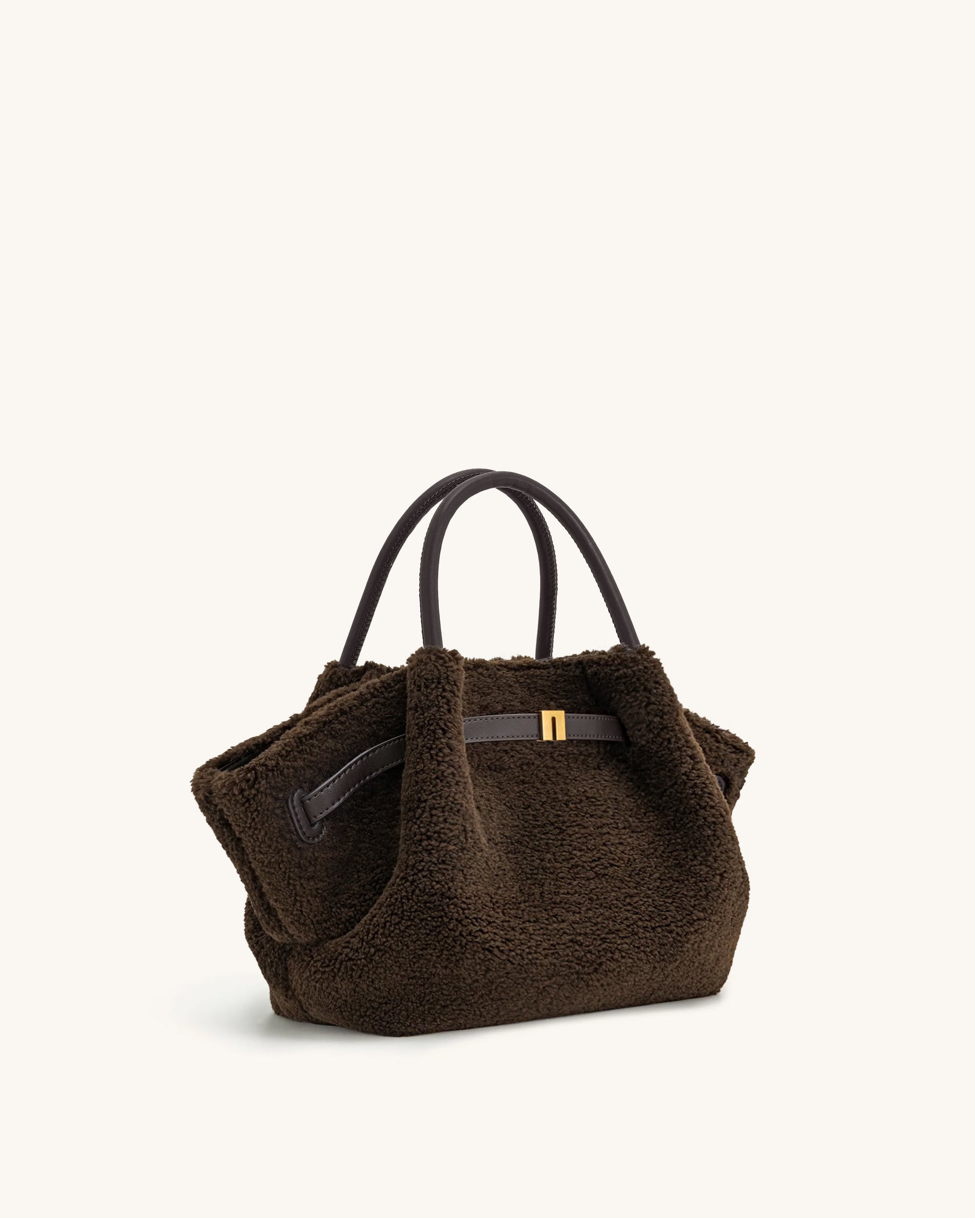 Hana Mini Faux Fur Tote Bag - Dark Brown