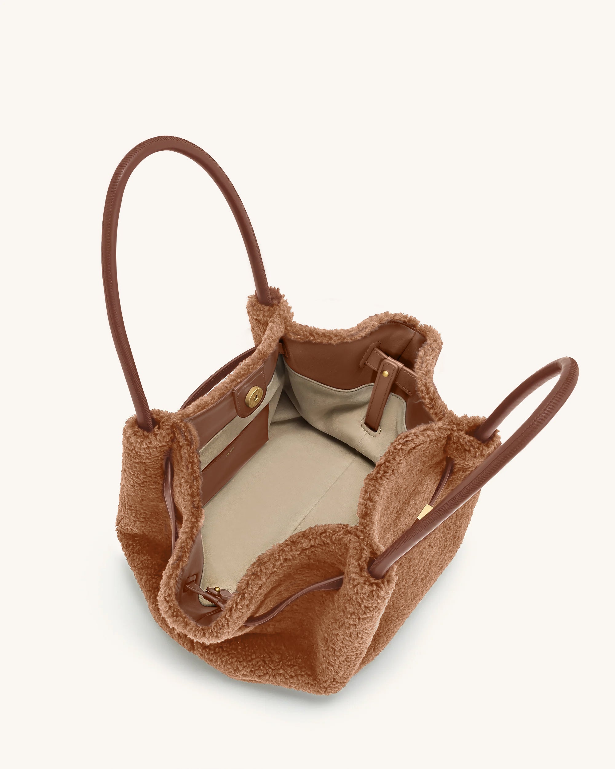 Hana Medium Faux Fur Tote Bag - Coffee Brown