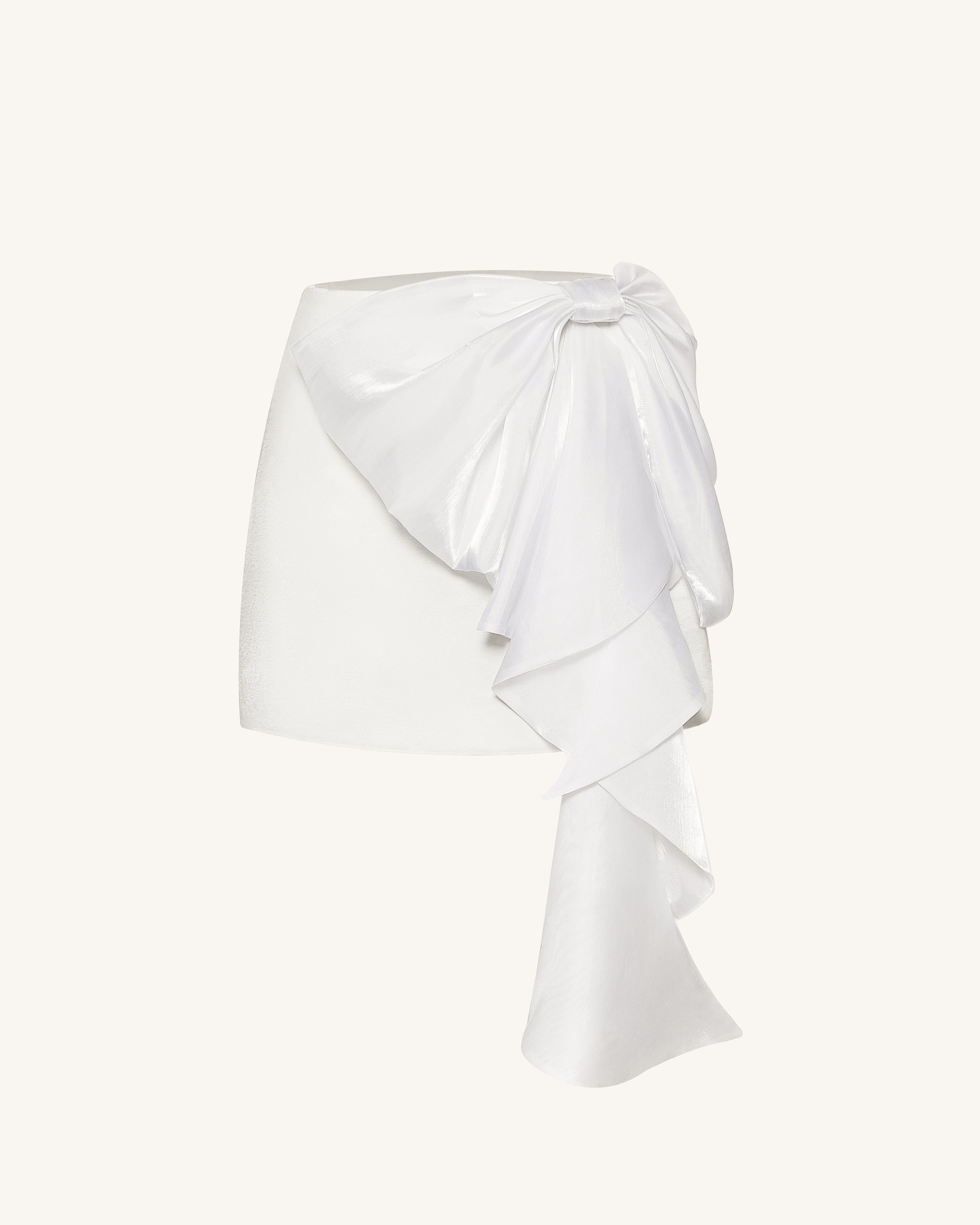 Cascading Bow Mini Skirt - White