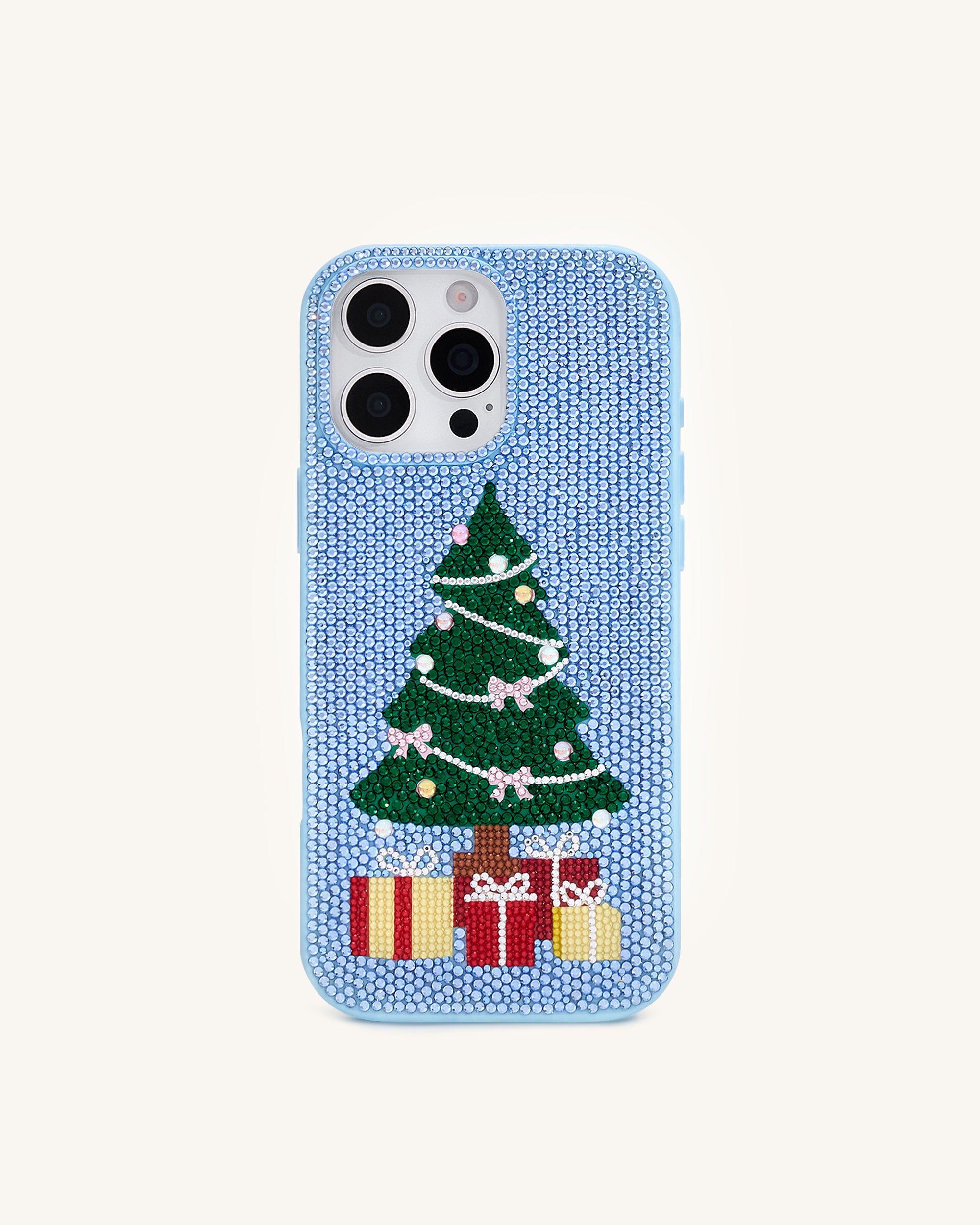 Christmas Tree Bling Phone Case - Light Blue