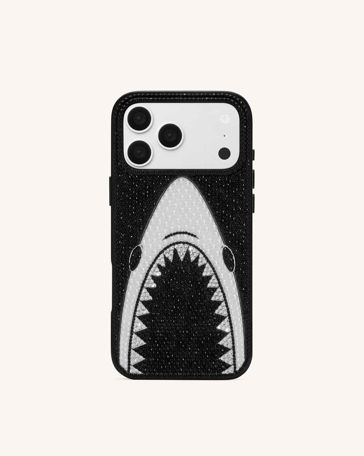 Shark Mouth Pearl Phone Case - Black