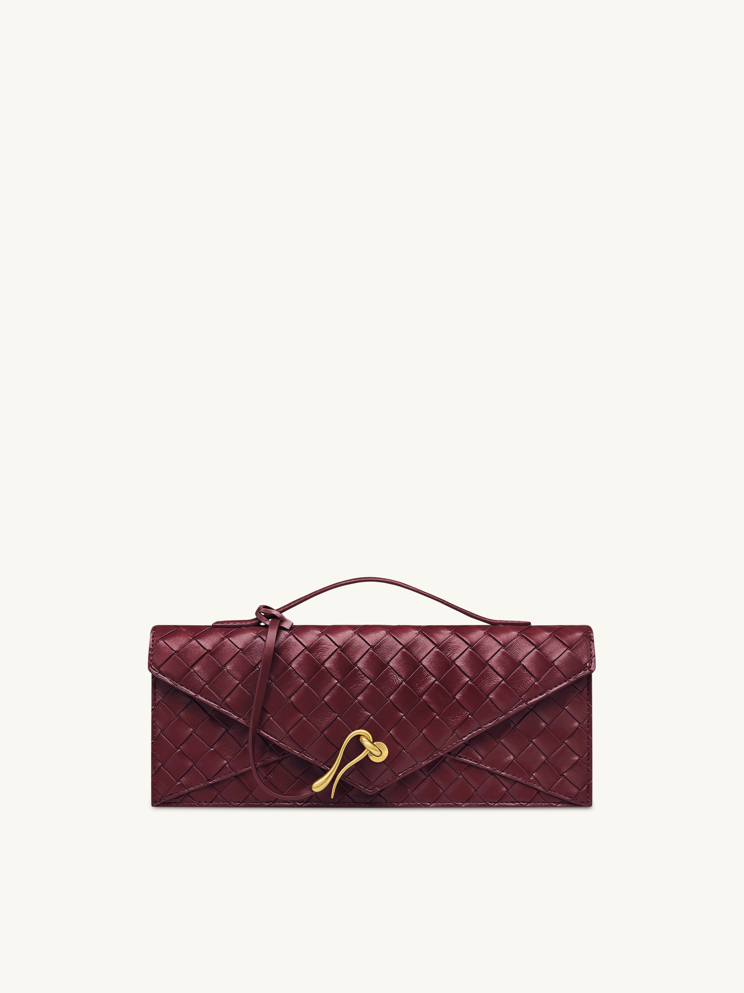 Celeste Woven Textured Envelope Top Handle Bag - Burgundy