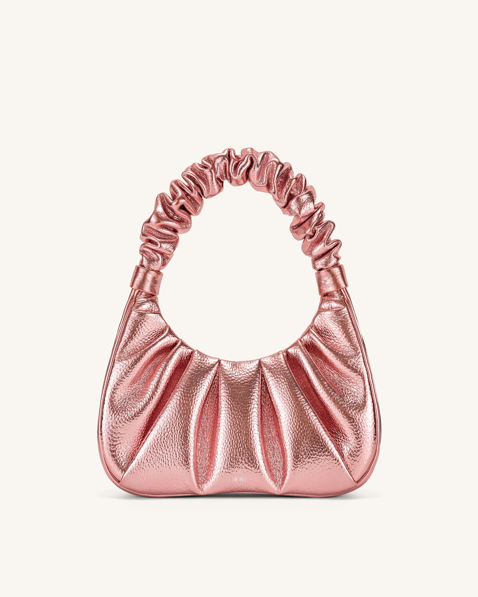 Gabbi Metallic Ruched Hobo Handbag Pink JW PEI