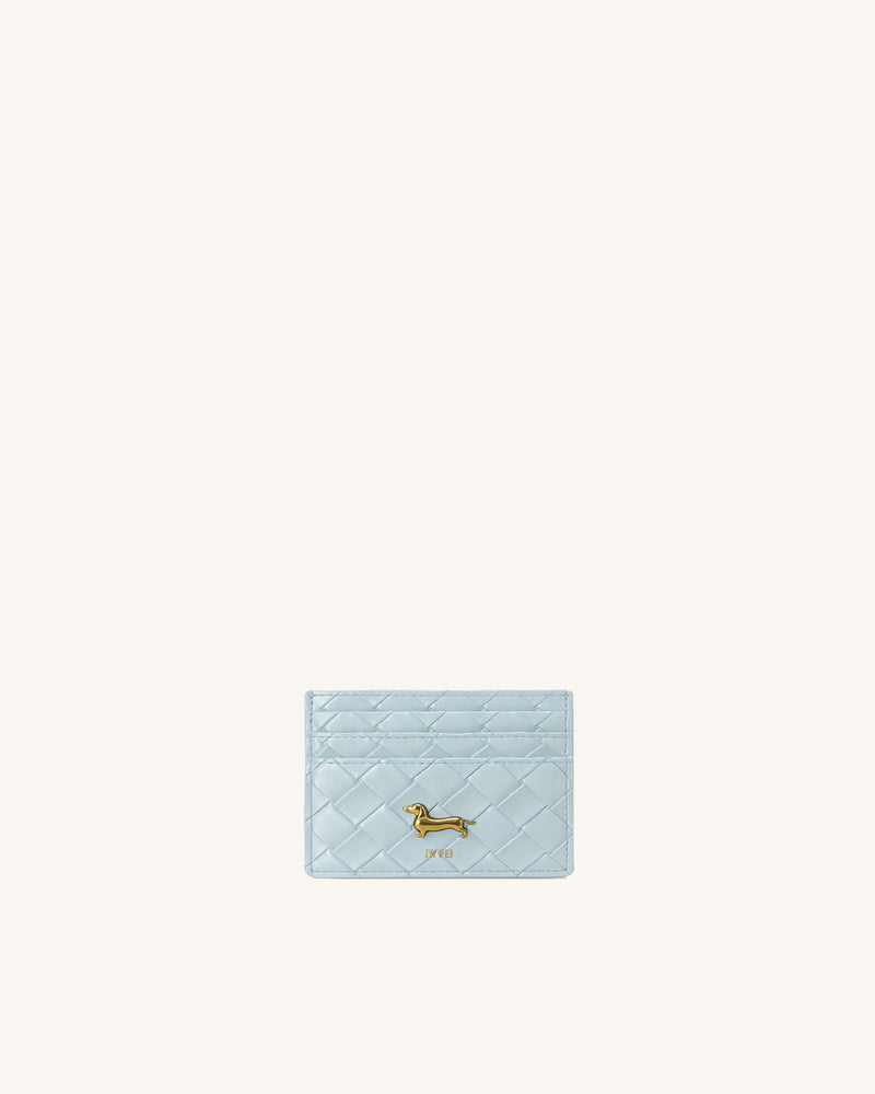 Maeve Woven Dachshund Metal Emblem Card Holder - Sky Blue