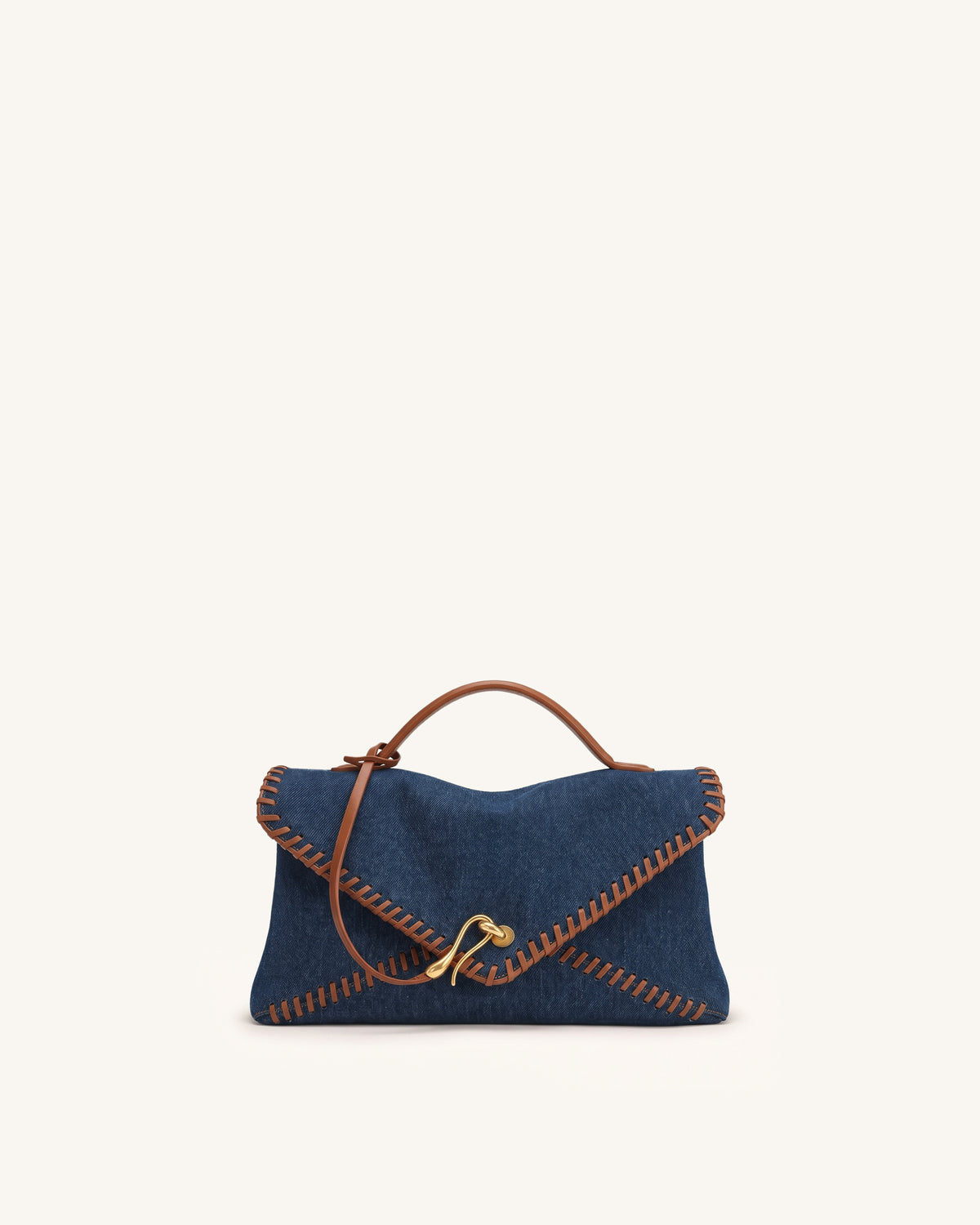 Celeste Whipstitch Trim Envelope Bag - Blue Denim
