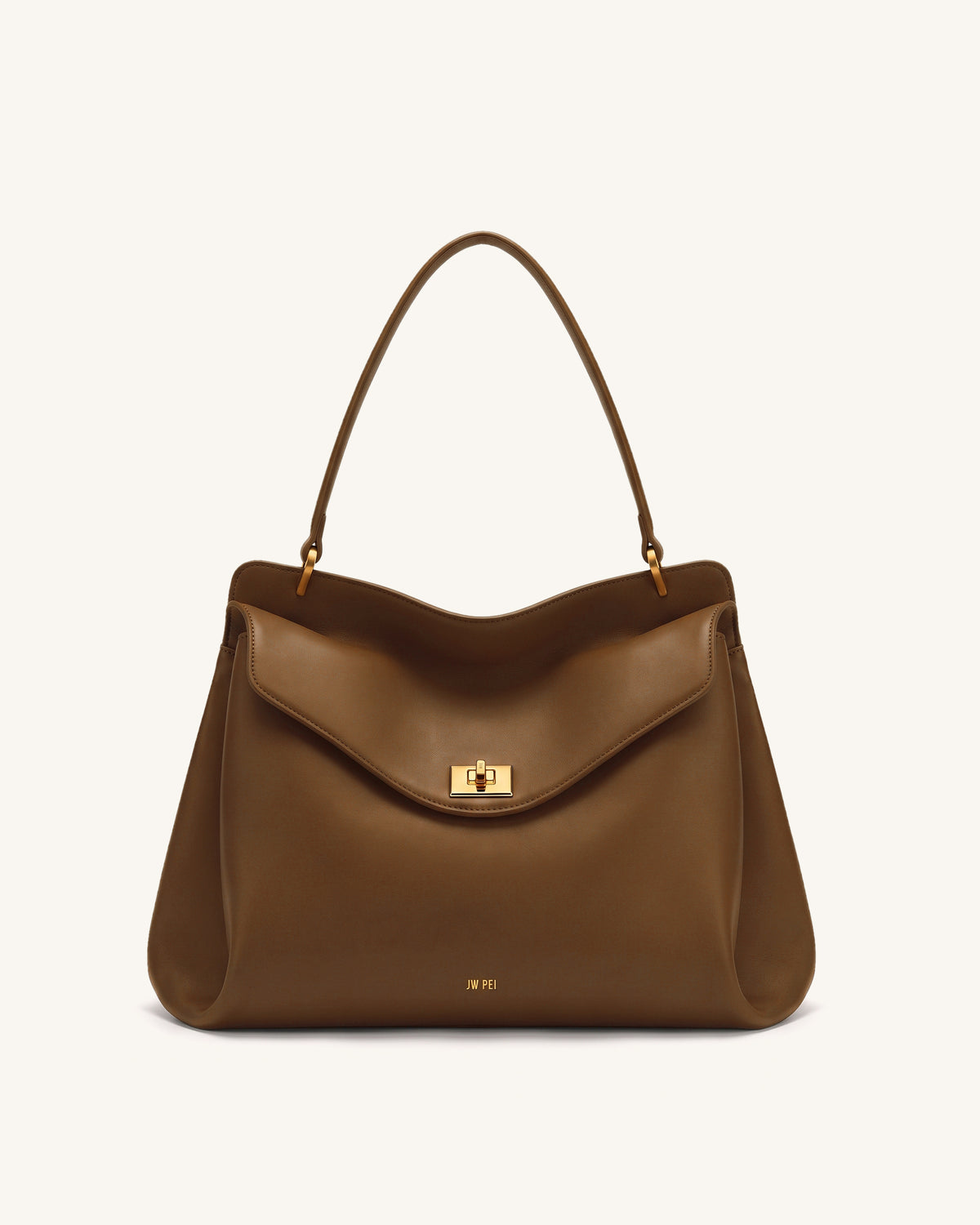 Lucia Turn-Lock Shoulder Bag - Mocha Brown