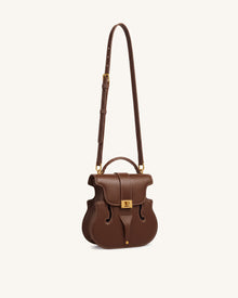Violin Shape Top Handle Bag - Dark Brown