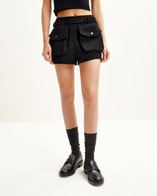Abigail High-Waisted Utility Shorts - Black