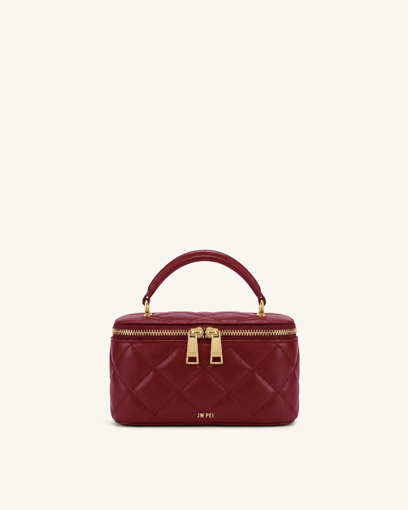 Vivienne Quilted Vanity Top Handle Bag - Cherry Red