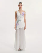 Floral Asymmetric Maxi Dress - White
