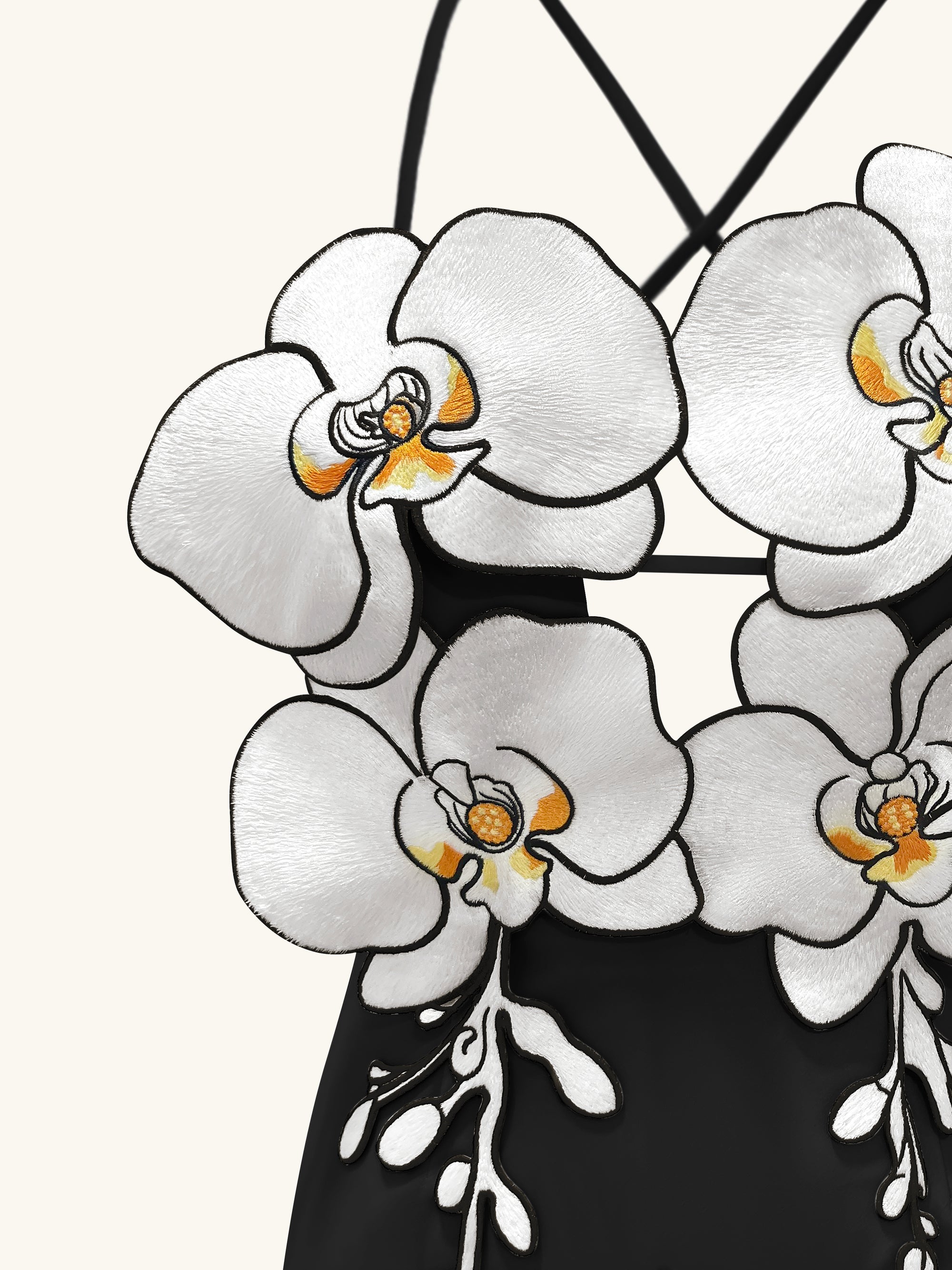 Orchid Embroidered Dress – Black/White