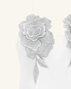 Flower Embroidered Mini Dress - White