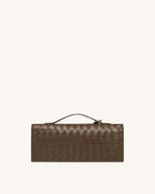 Celeste Woven Textured Envelope Top Handle Bag - Mocha Brown