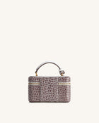 Cleo Box Shape Top Handle Bag - White Croc