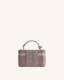 Cleo Box Shape Top Handle Bag - White Croc
