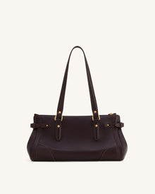 Yvette Elongated Tote Bag - Dark Brown