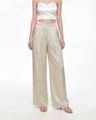 Satin Wide-Leg Trousers - Cream