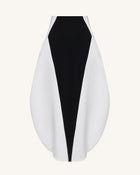 Monochrome Paneled Structured Pannier Maxi Skirt - Black