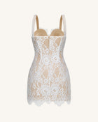 Eyelash Lace Bustier Bodycon Dress - White