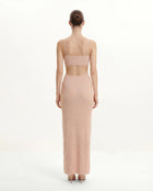 Ribbed Knit Cutout Maxi Dress - Pink