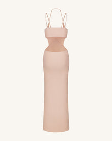 Ribbed Knit Cutout Maxi Dress - Pink
