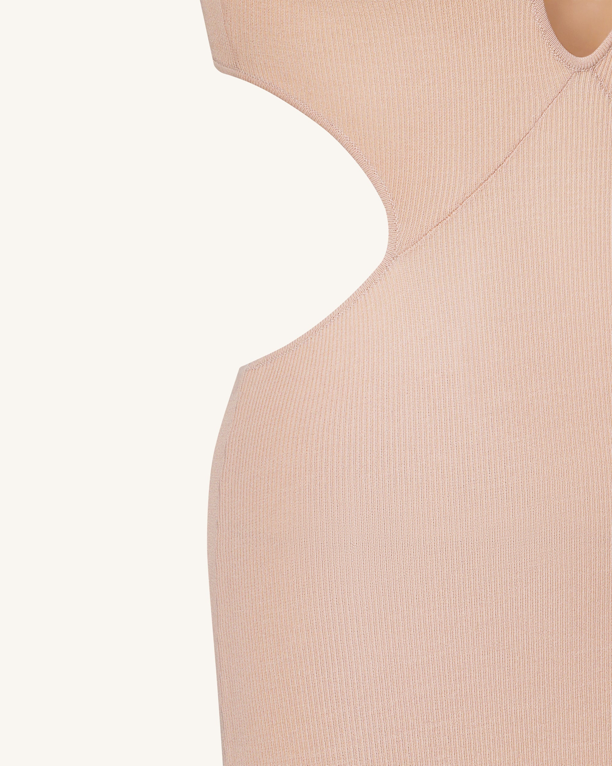 Ribbed Knit Cutout Maxi Dress - Pink