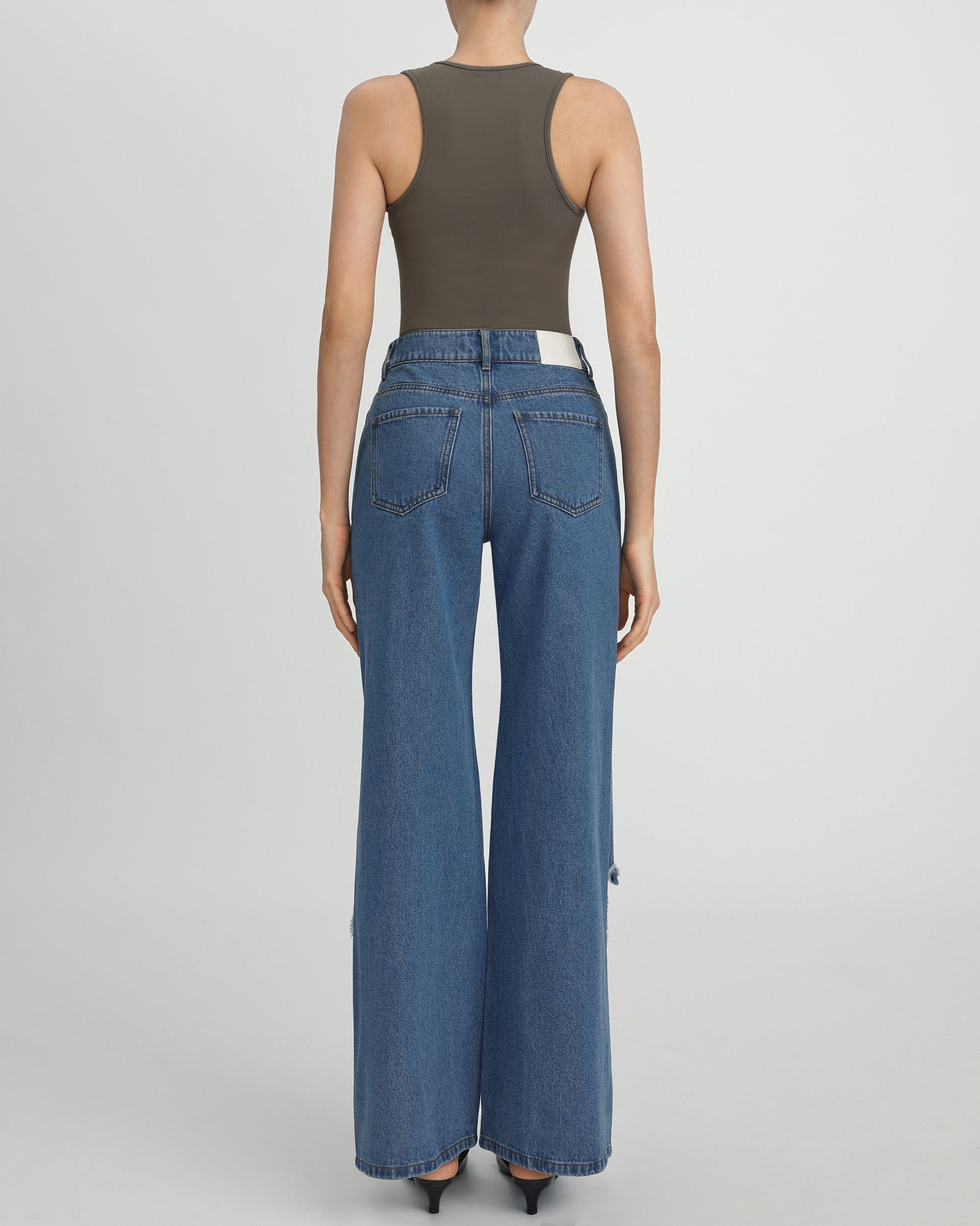 Sophia Embellished Heart Cut-Out Denim Jeans - Medium Blue