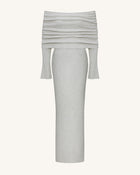 Knit Off-Shoulder Maxi Dress - Cream