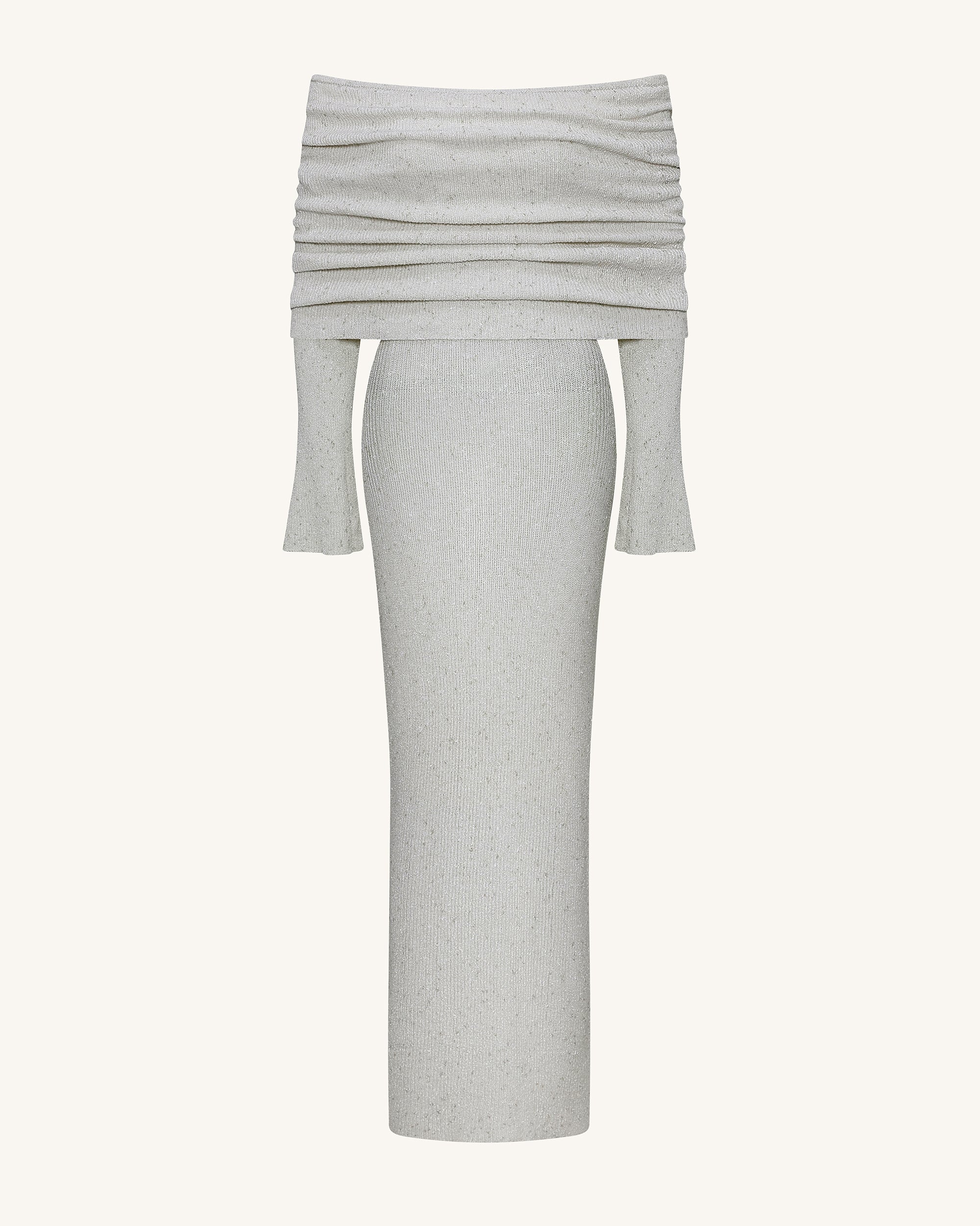 Knit Off-Shoulder Maxi Dress - Cream