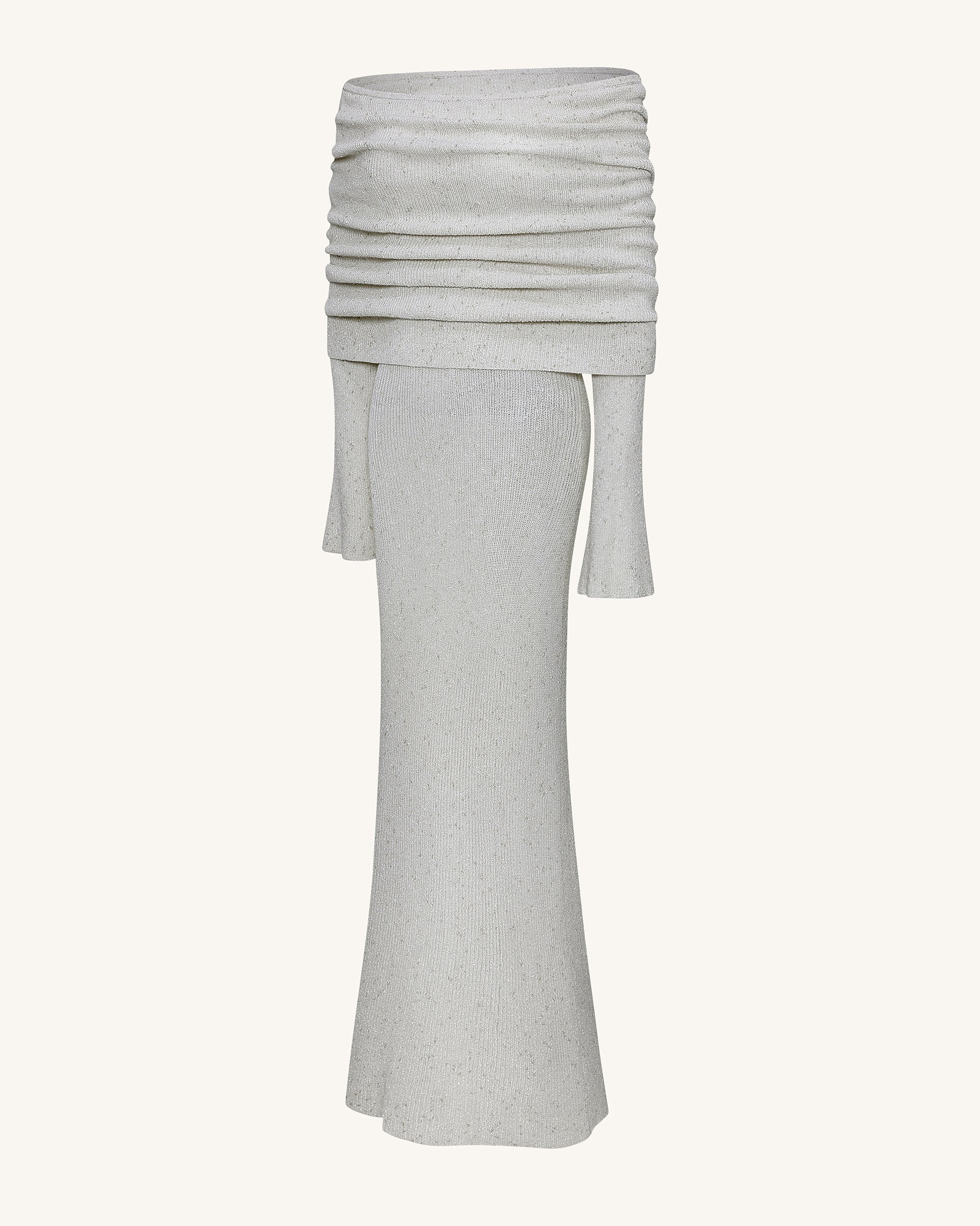 Knit Off-Shoulder Maxi Dress - Cream