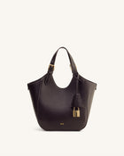 Ines Padlock Tote Bag - Dark Brown