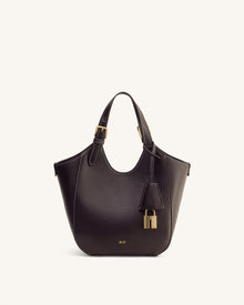 Ines Padlock Tote Bag - Dark Brown