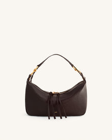 Selia Soft-Grain Crossbody Bag - Dark Brown