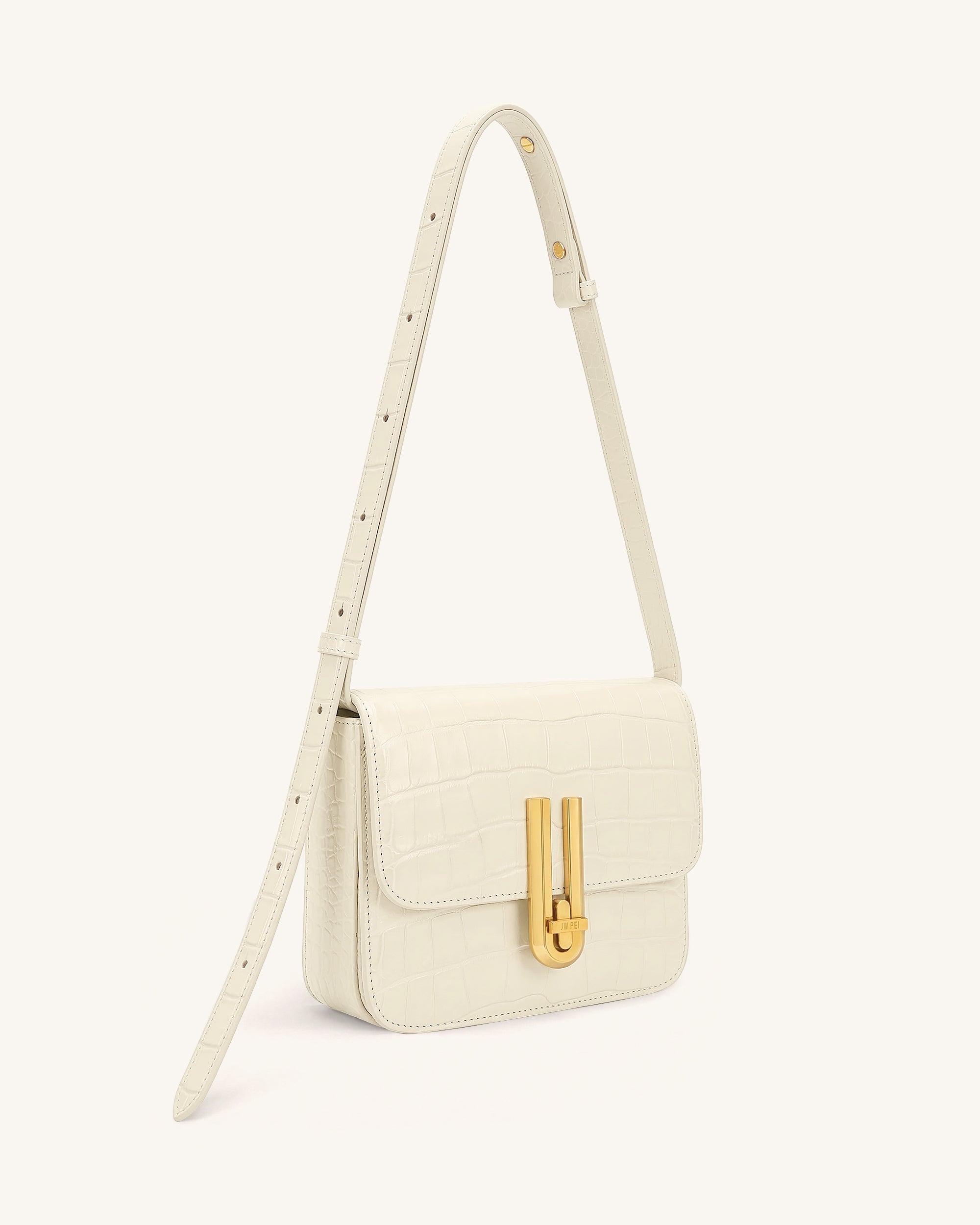 Evania Lock Shoulder Bag - Ivory Croc