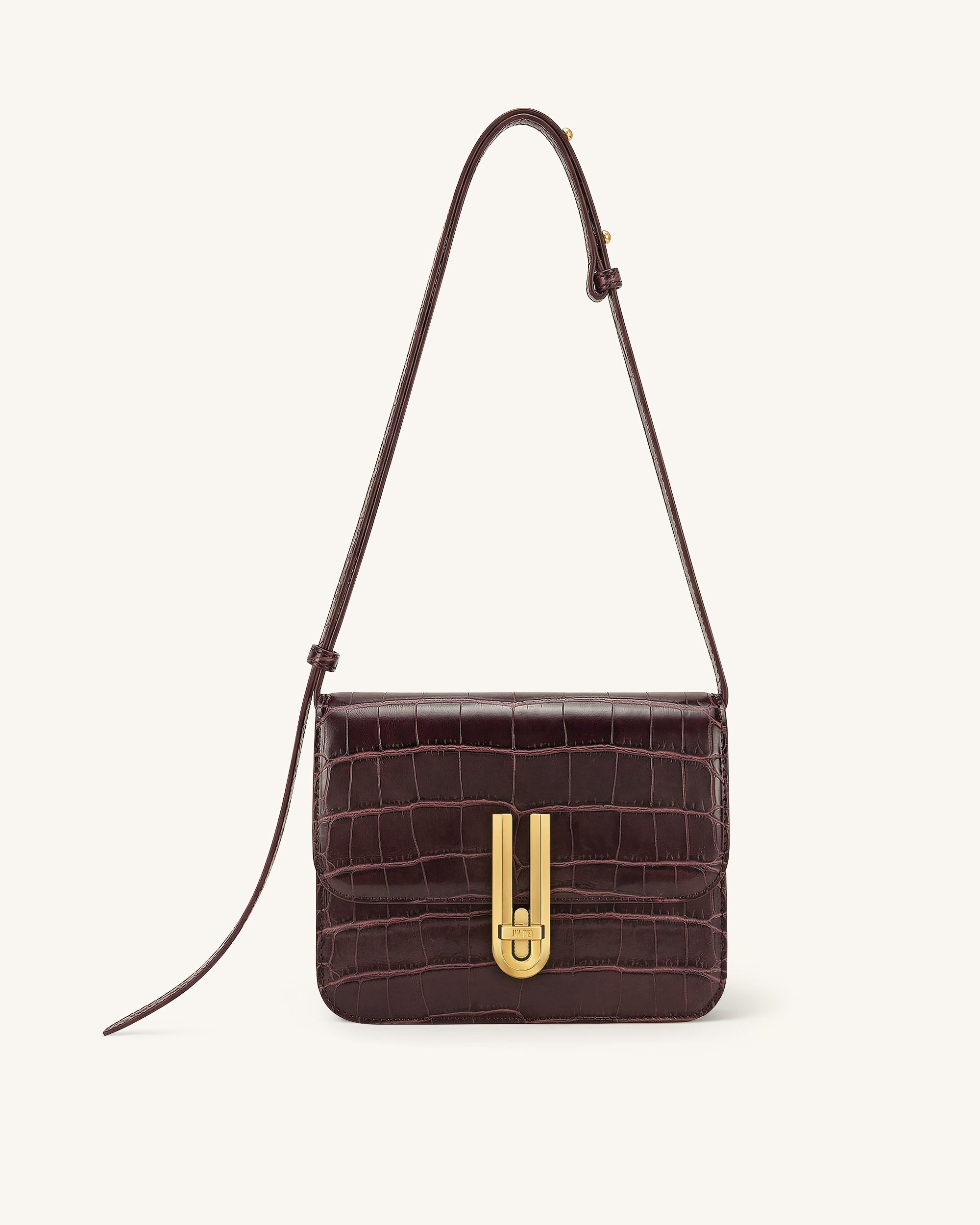 Evania Lock Shoulder Bag - Burgundy Croc