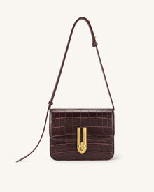 Evania Lock Shoulder Bag - Burgundy Croc