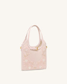 Brooke Mini Belted Embellished Orchid Beaded Top Handle Bag - Pink