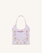 Brooke Mini Belted Embellished Orchid Beaded Top Handle Bag - Lavender