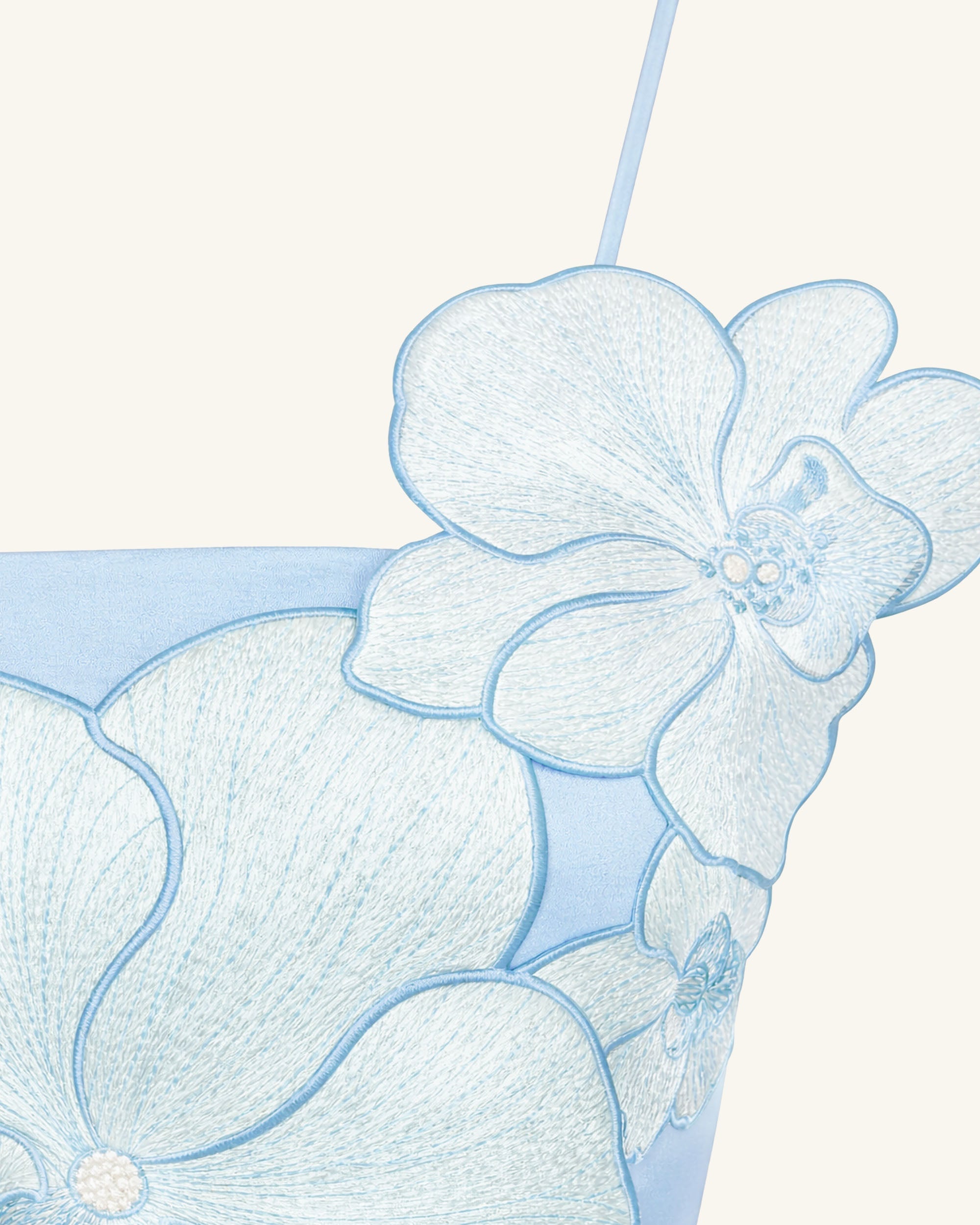 Orchid Appliqué Mini Dress - Blue